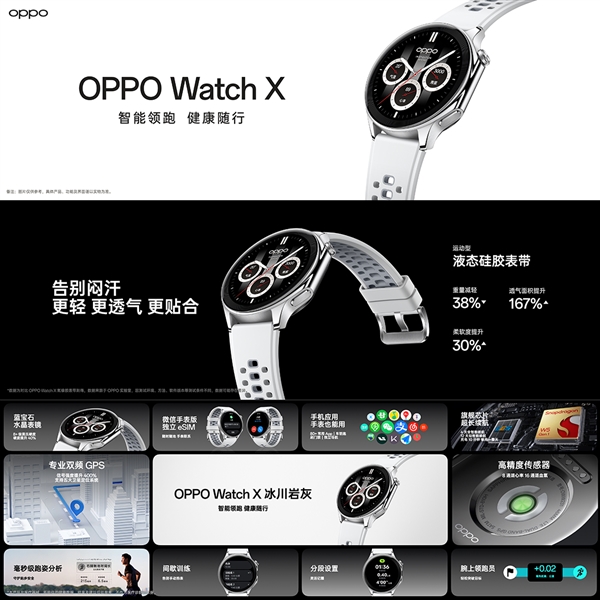 OPPO Watch X全新冰川岩灰配色发布：2099元