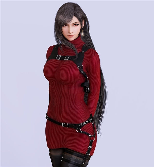 《最终幻想7》蒂法新3D美图：黑丝紧身衣 制服诱惑